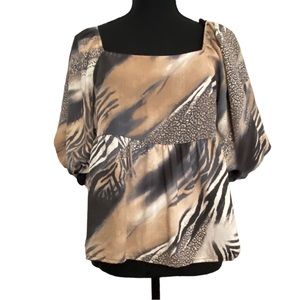 Kylie Paige Animal Print Puff sleeve Blouse